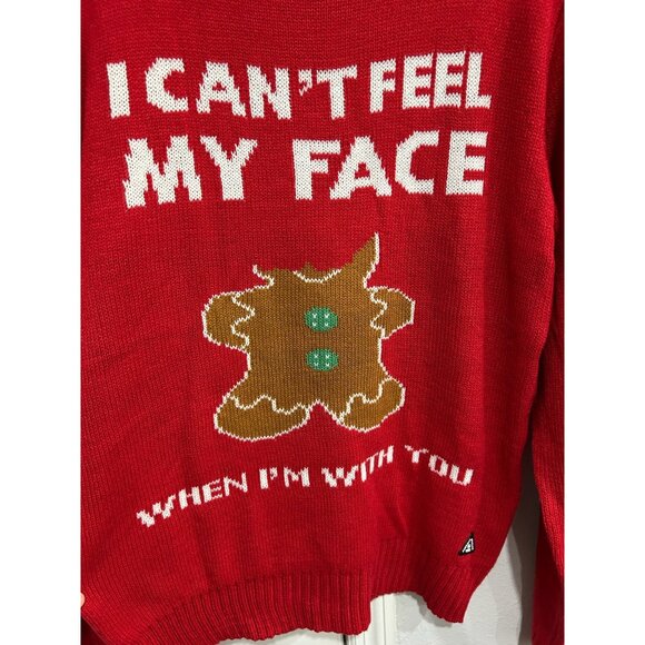 American Stitch Red Sweater I Cant Feel My Face Graphic Holiday Ugly Sz Large - Picture 4 of 9